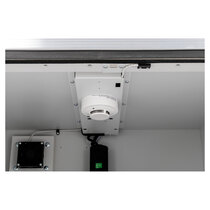 Fitted with an integrated smoke alarm, capable of linking to a fire alarm panel system